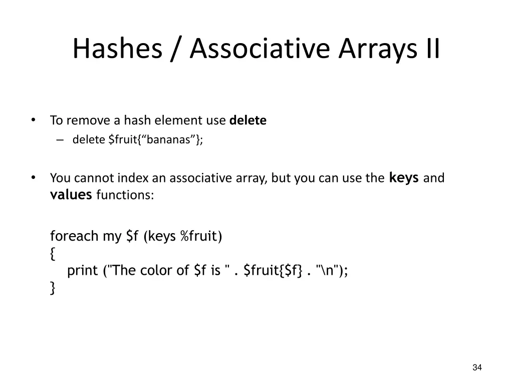 hashes associative arrays ii