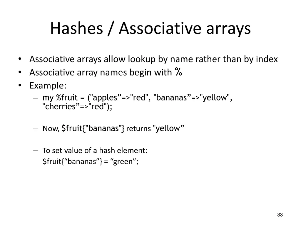 hashes associative arrays