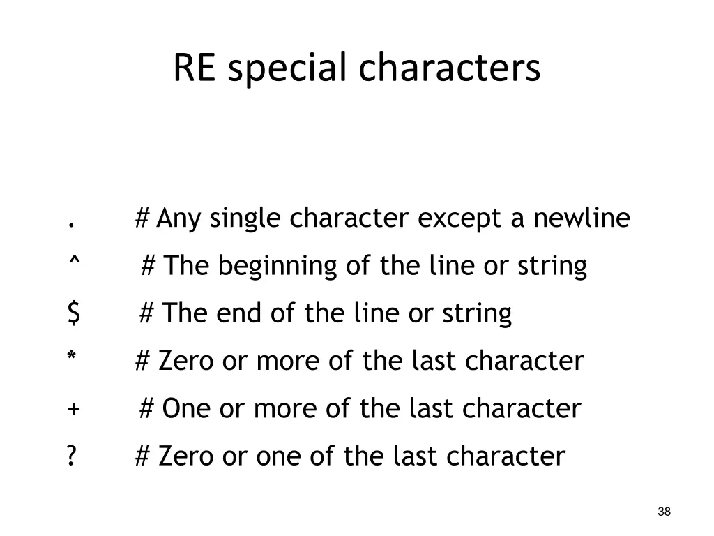 re special characters