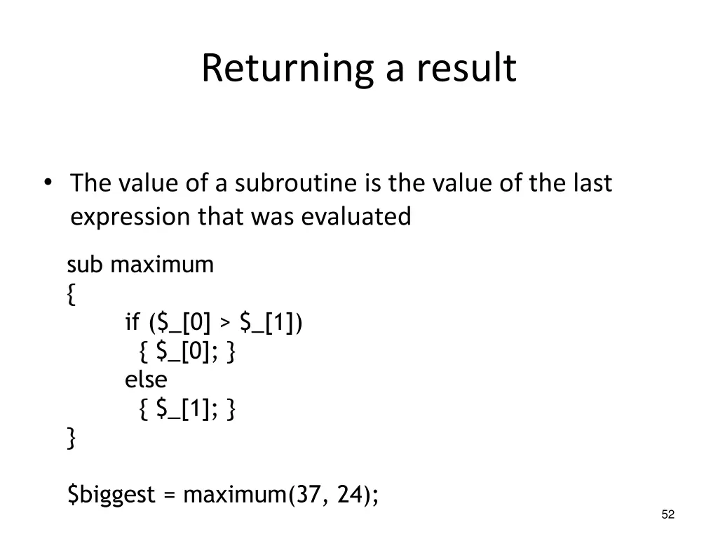 returning a result