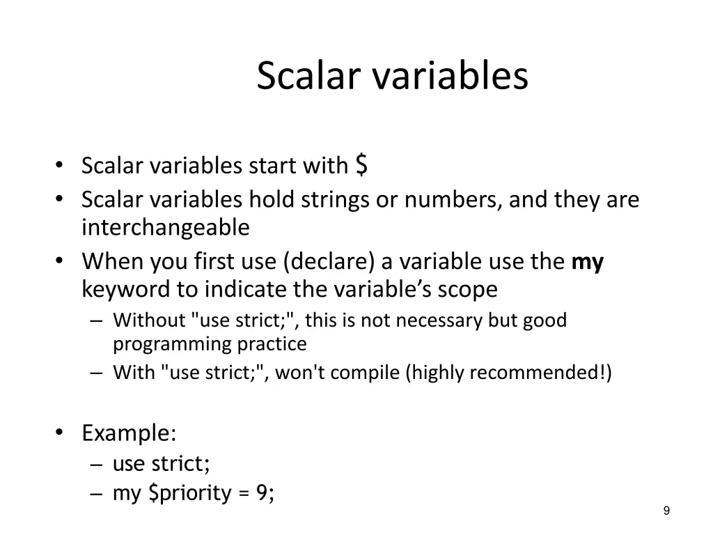 scalar variables