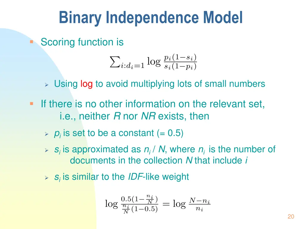 binary independence model 1