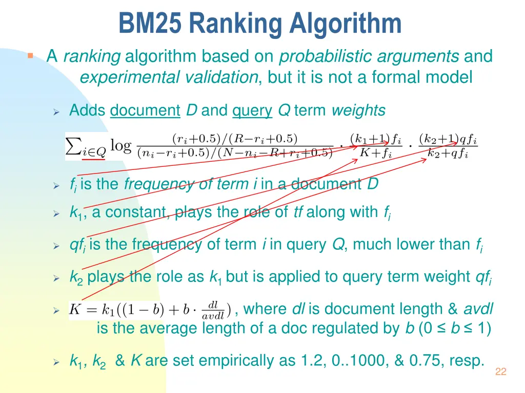 bm25 ranking algorithm a ranking algorithm based