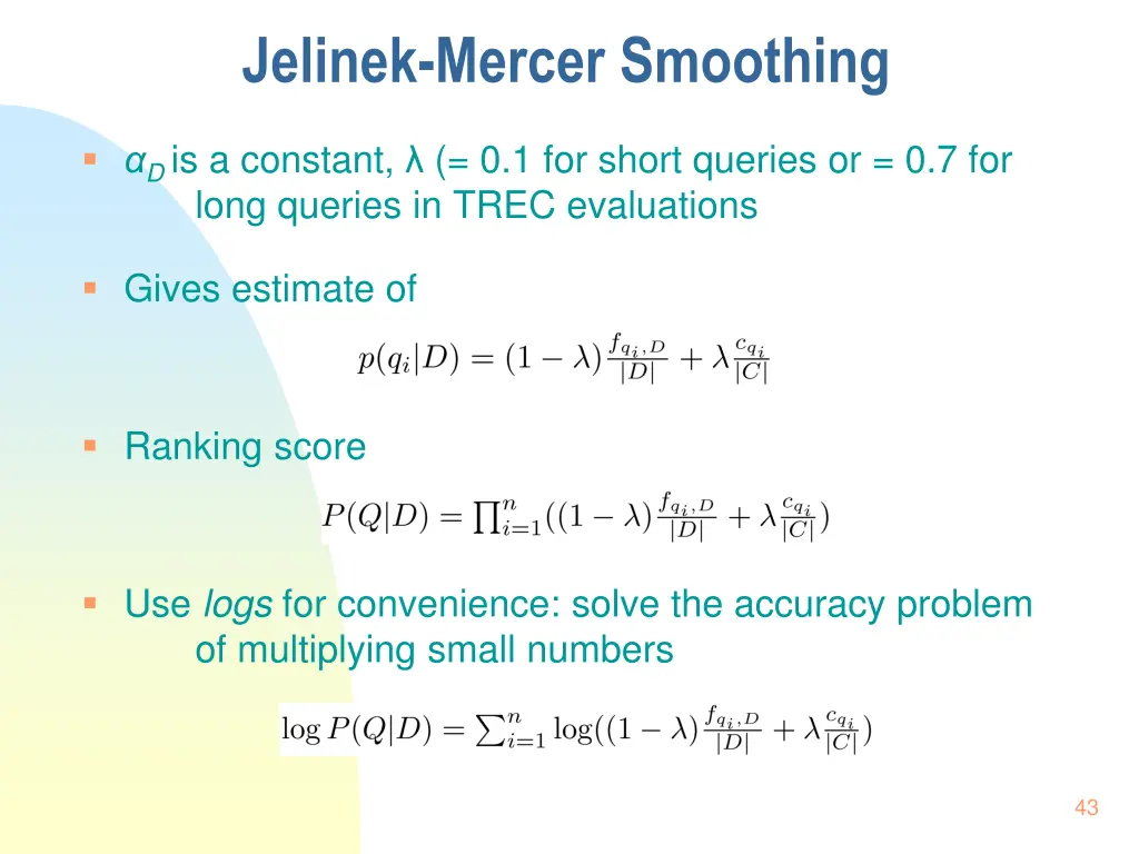 jelinek mercer smoothing