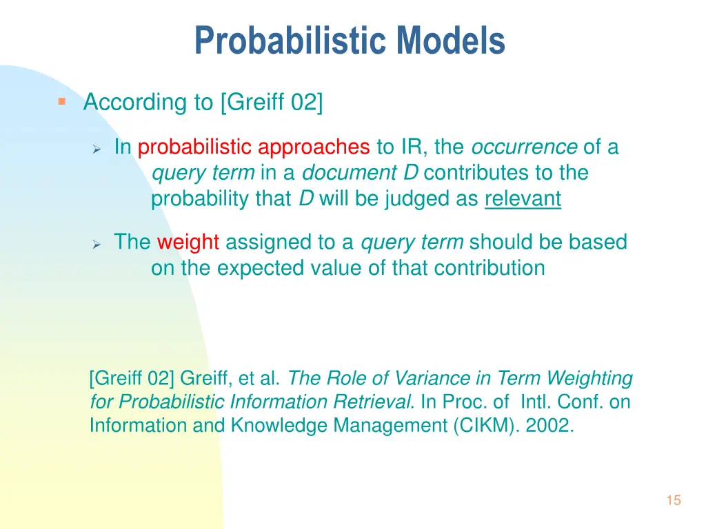 probabilistic models