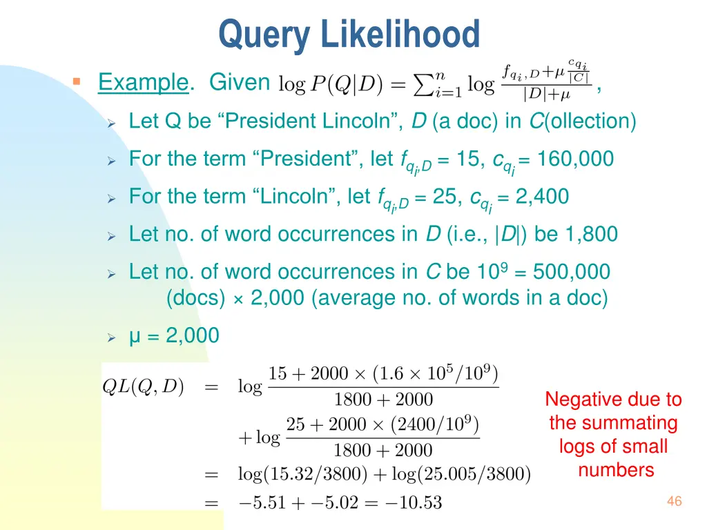 query likelihood