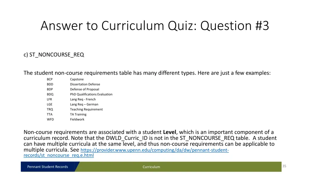 answer to curriculum quiz question 3