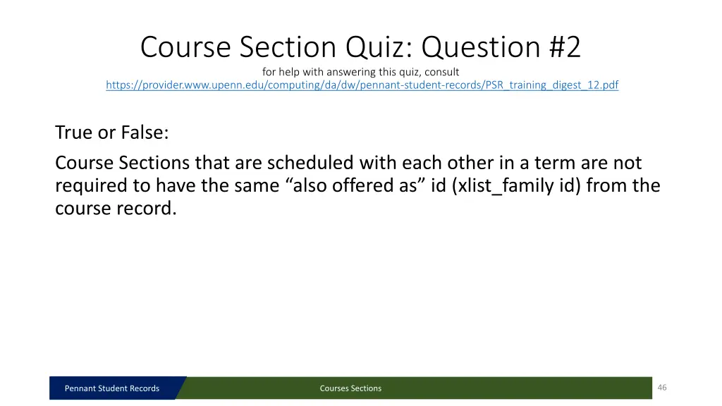 course section quiz question 2 for help with