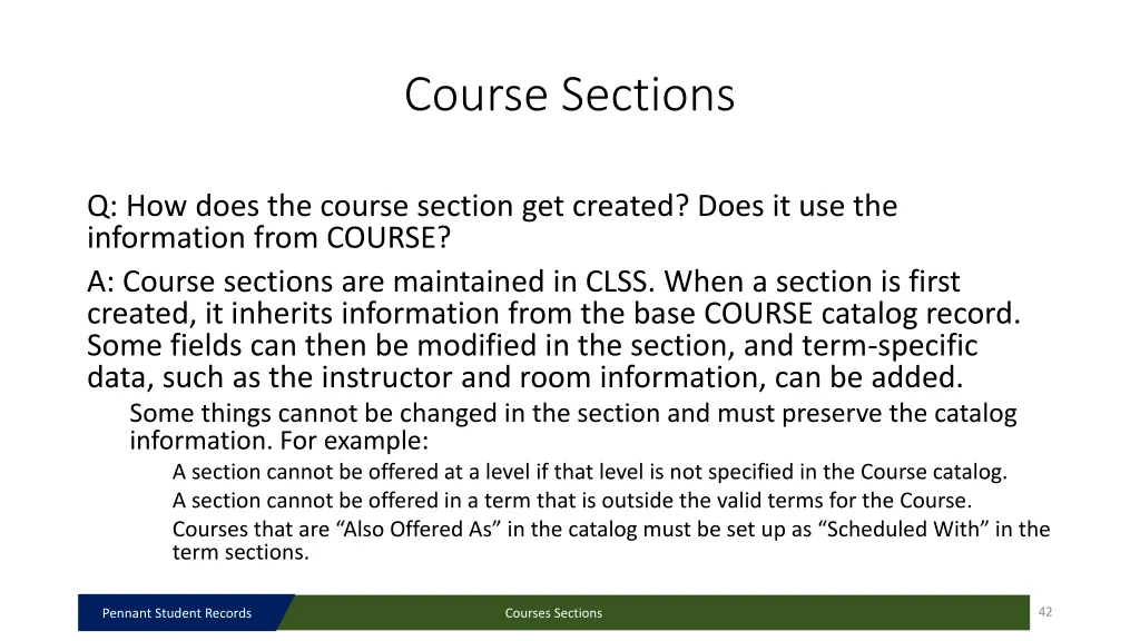 course sections 1