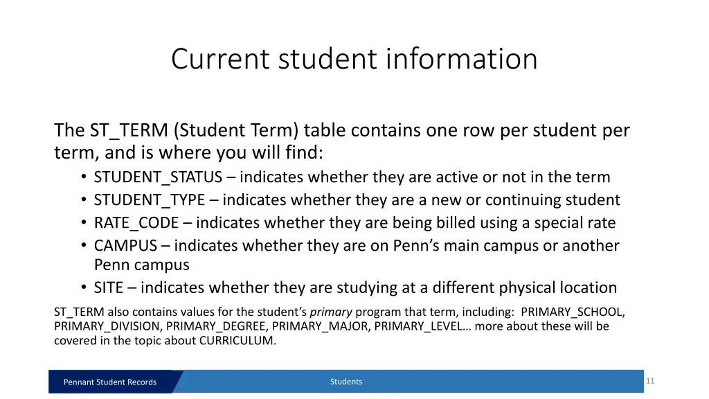 current student information