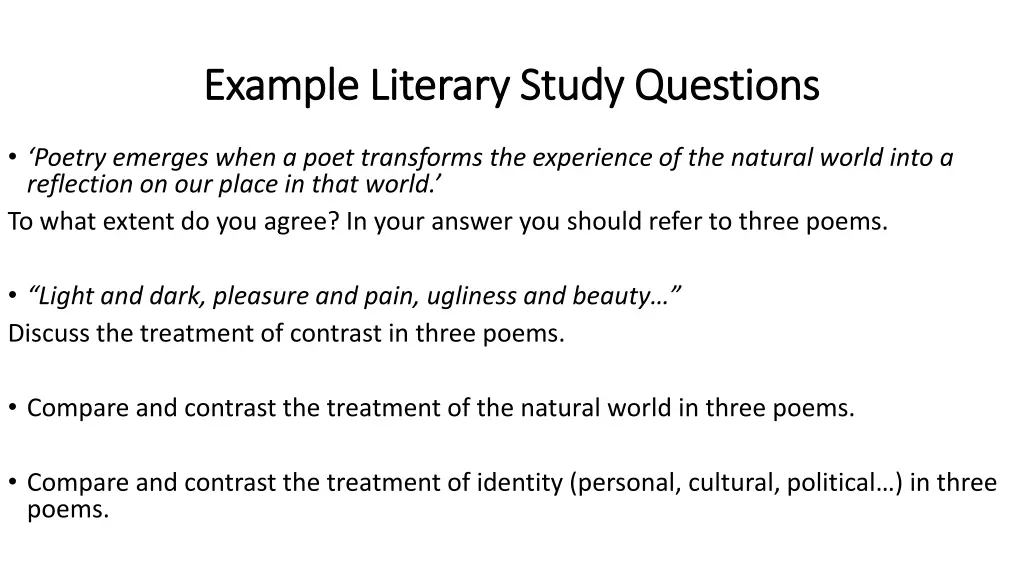 example literary study questions example literary