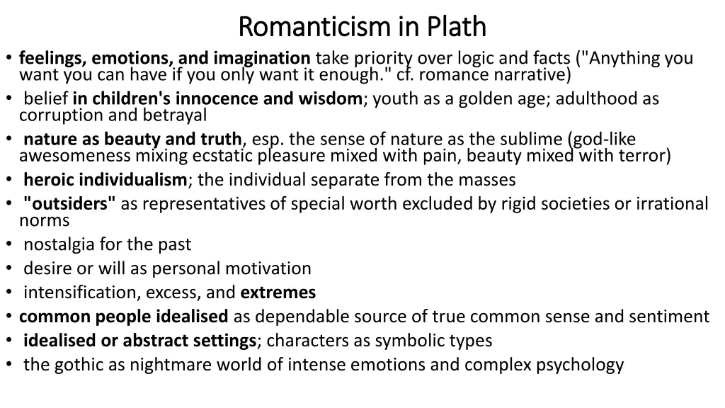 romanticism in plath romanticism in plath