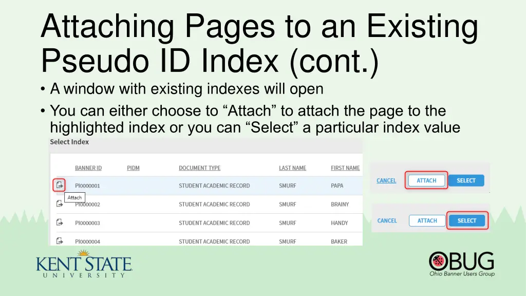 attaching pages to an existing pseudo id index 1