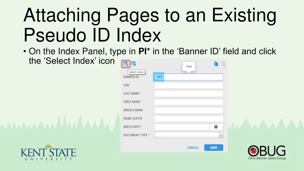 attaching pages to an existing pseudo id index