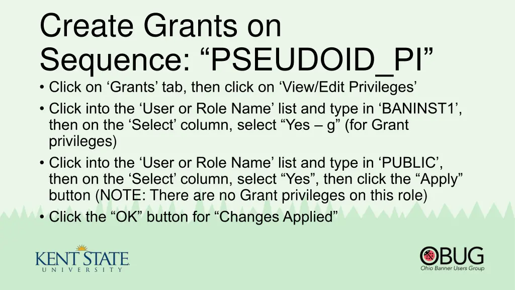 create grants on sequence pseudoid pi click