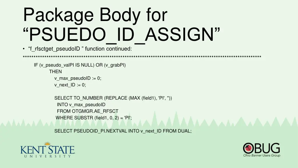 package body for psuedo id assign f rfsctget