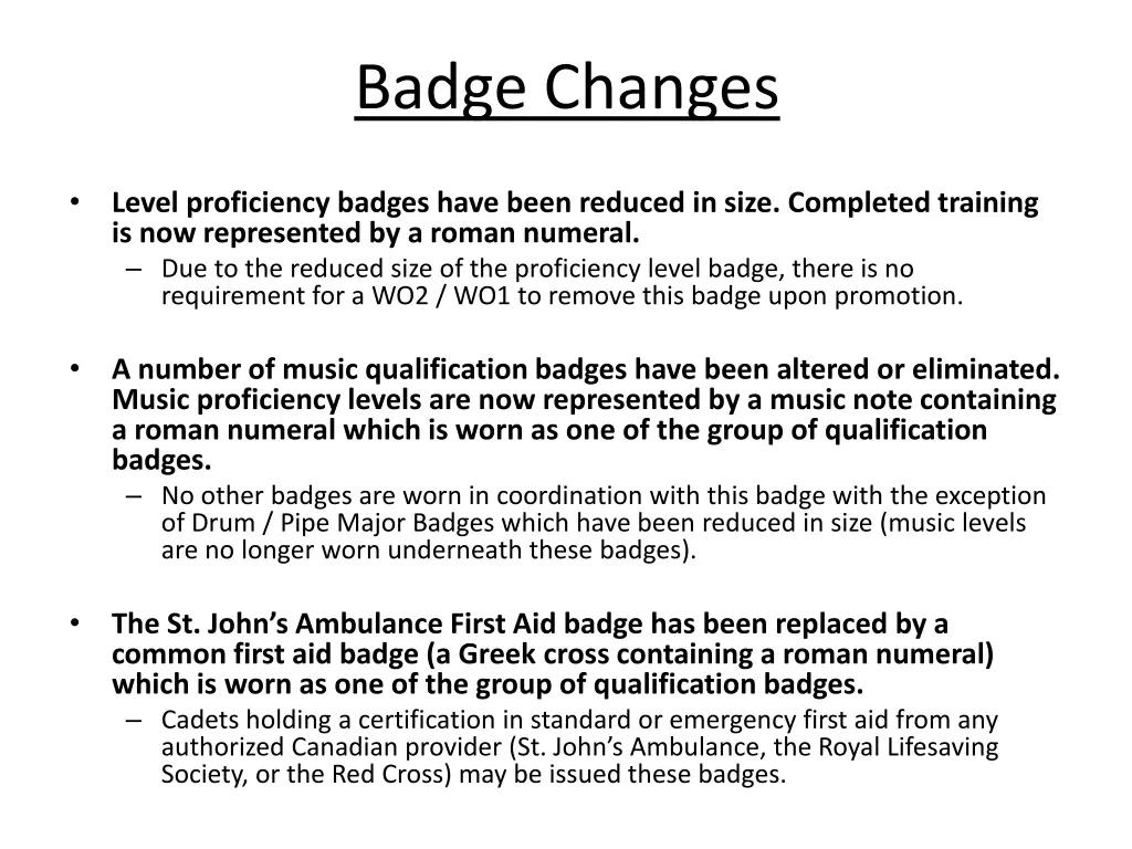 badge changes