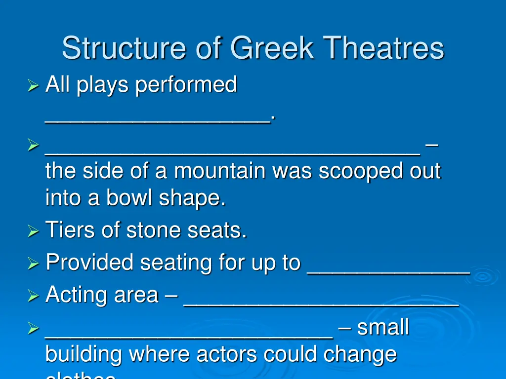 structure of greek theatres all plays performed