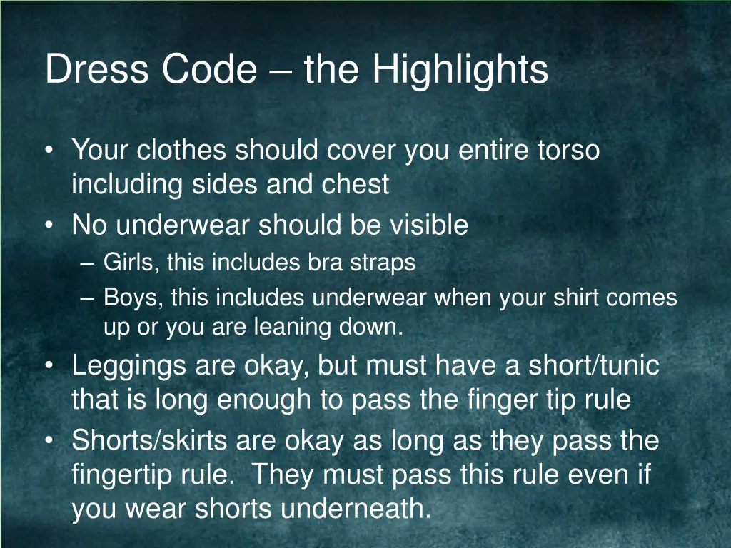 dress code the highlights