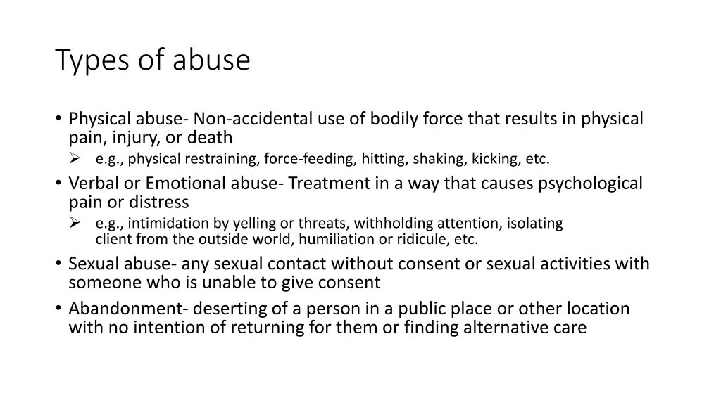 types of abuse