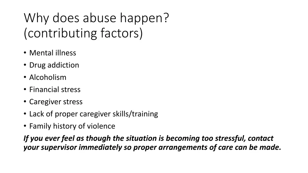 why does abuse happen contributing factors