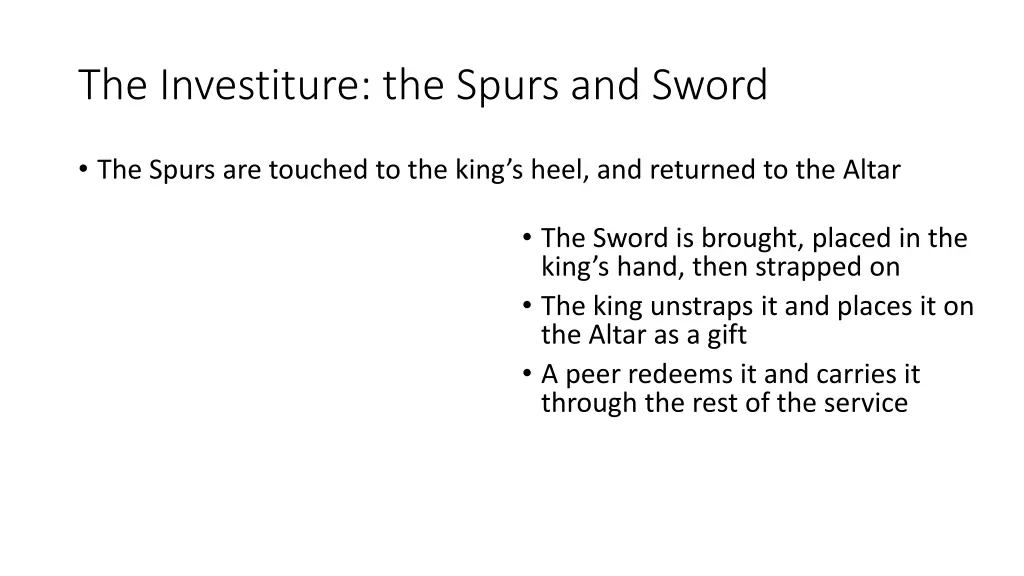 the investiture the spurs and sword