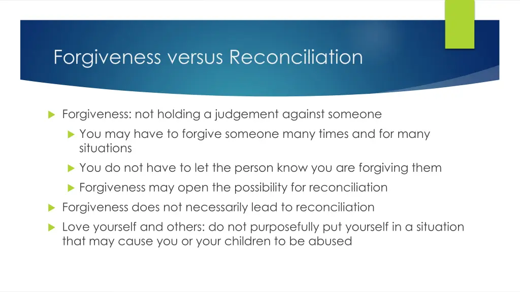 forgiveness versus reconciliation