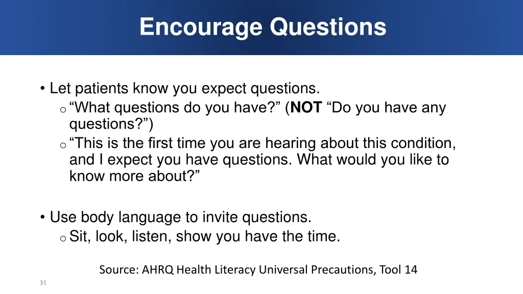 encourage questions