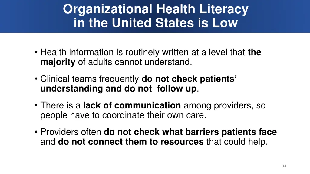 organizational health literacy in the united