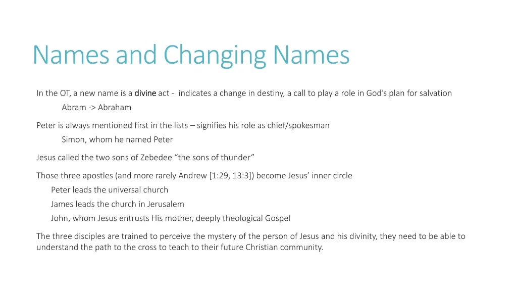 names and changing names