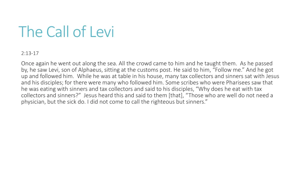 the call of levi