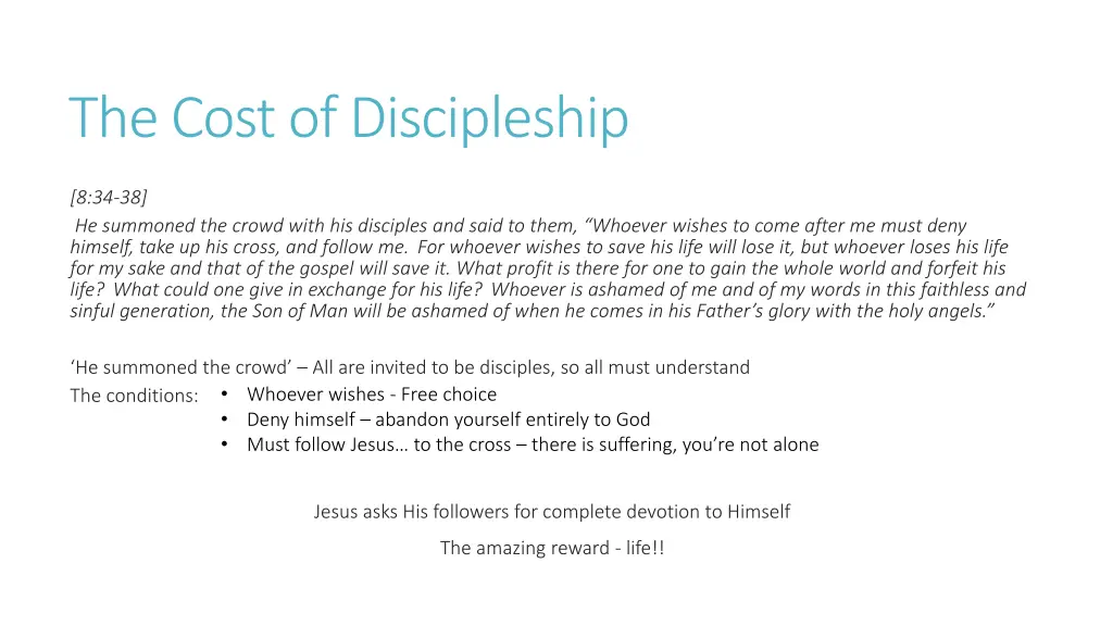 the cost of discipleship