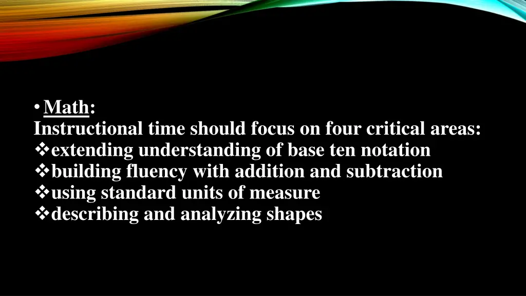 math instructional time should focus on four