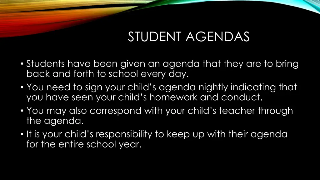 student agendas