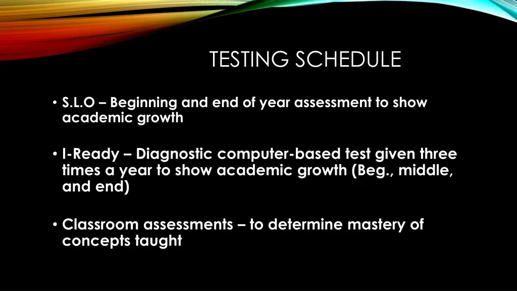 testing schedule