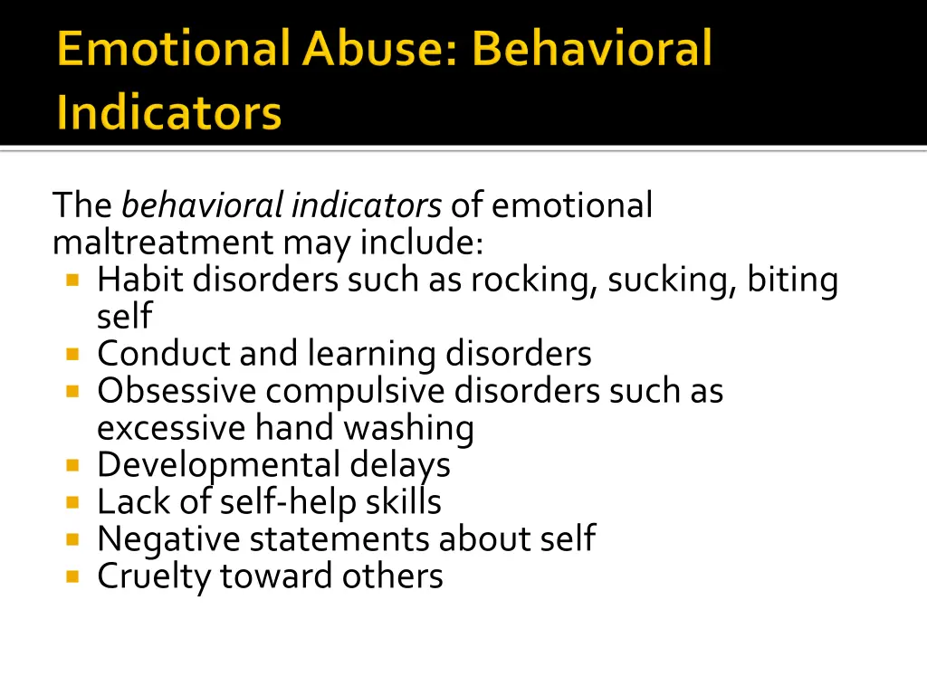 the behavioral indicators of emotional