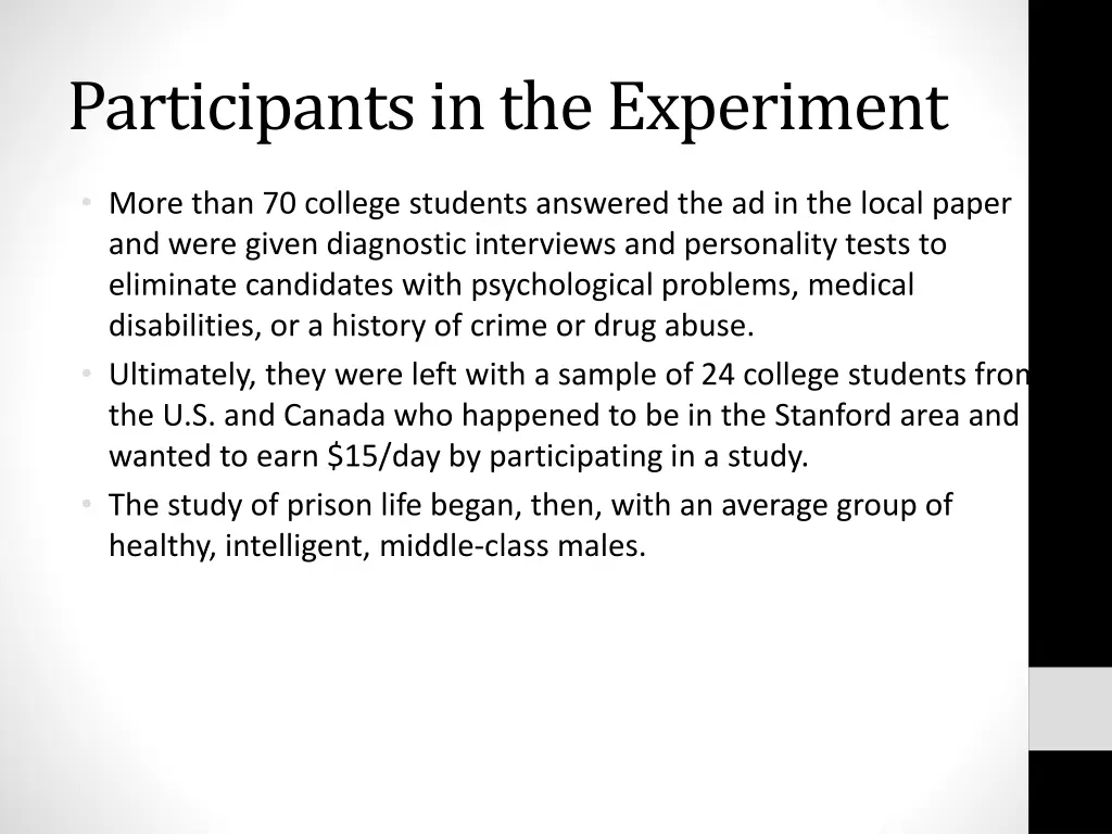 participants in the experiment