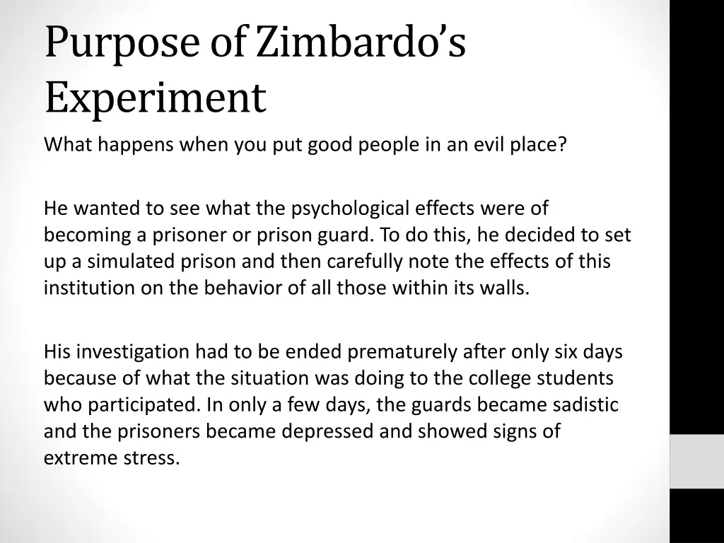 purpose of zimbardo s experiment