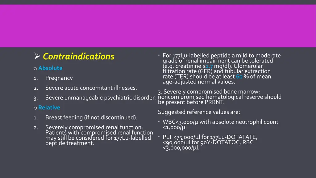 contraindications o absolute