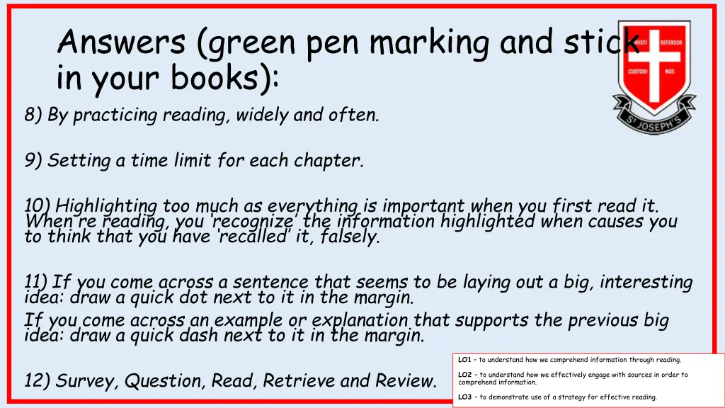 answers green pen marking and stick in your books 1