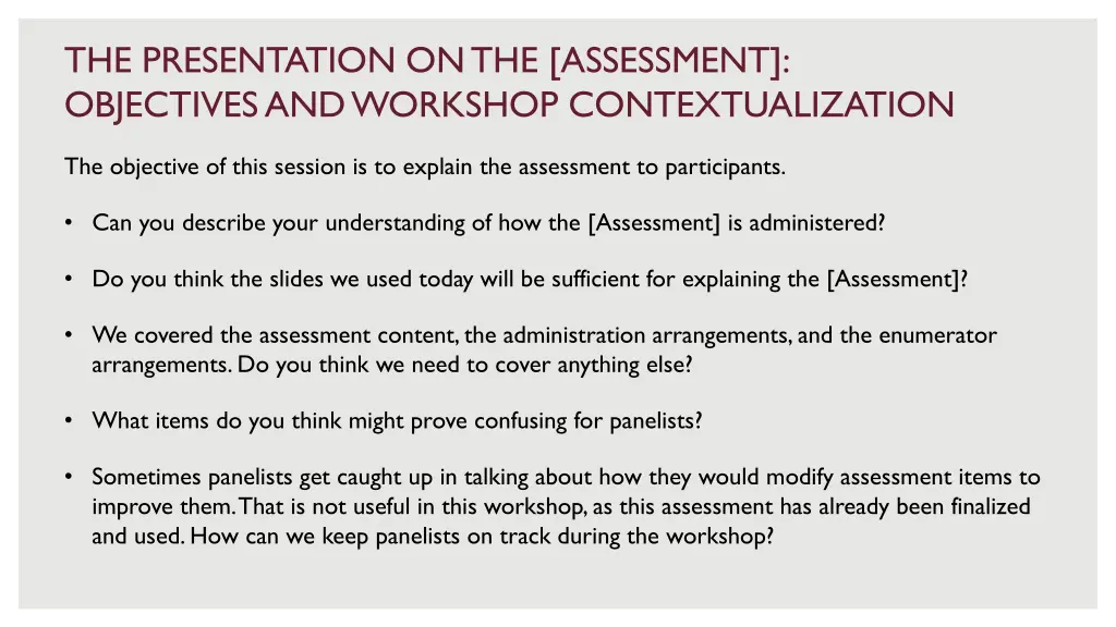 the presentation on the assessment objectives