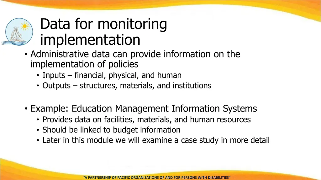 data for monitoring implementation administrative