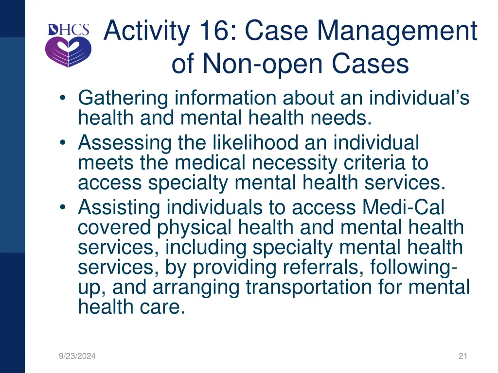 activity 16 case management of non open cases