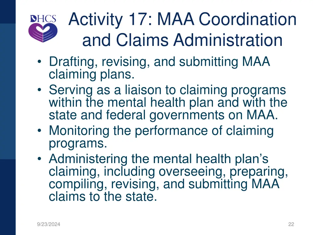 activity 17 maa coordination and claims