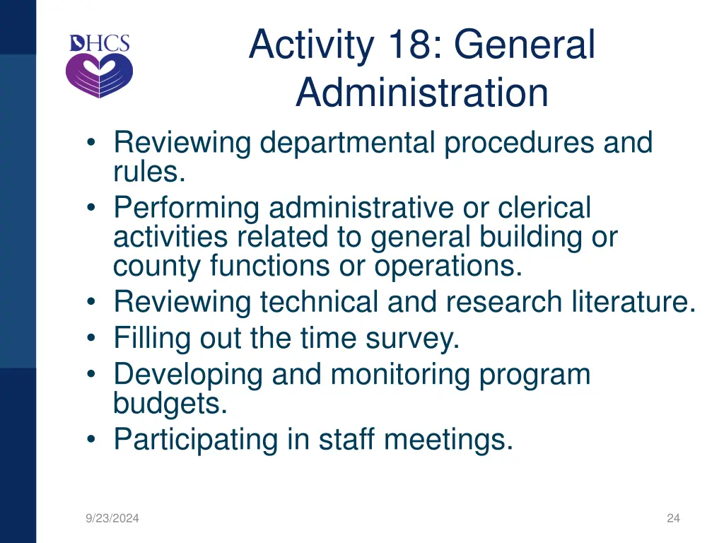 activity 18 general administration