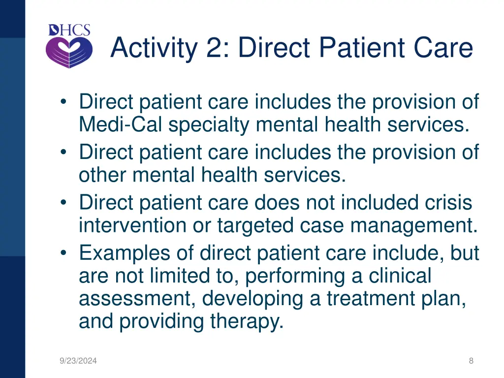 activity 2 direct patient care