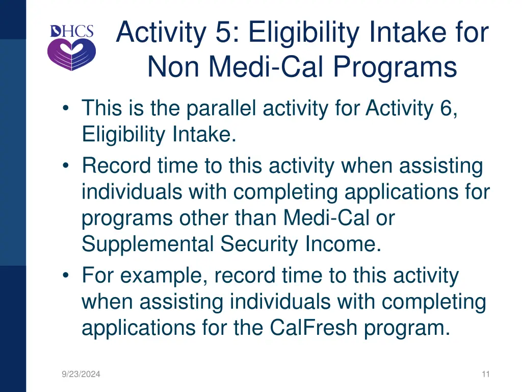 activity 5 eligibility intake for non medi