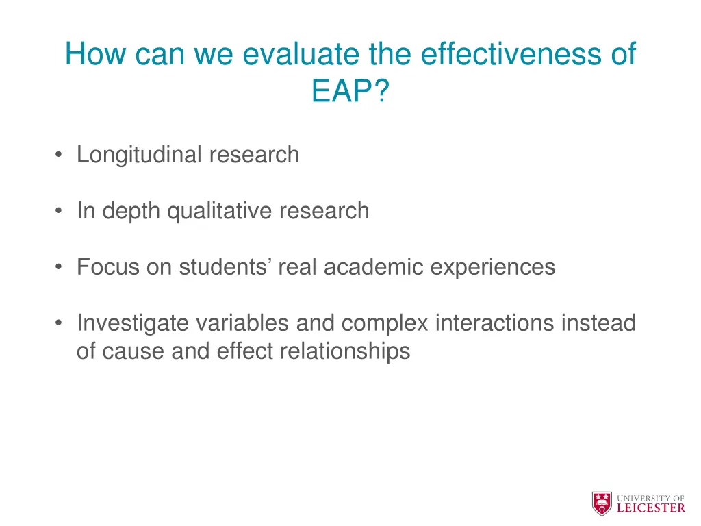 how can we evaluate the effectiveness of eap