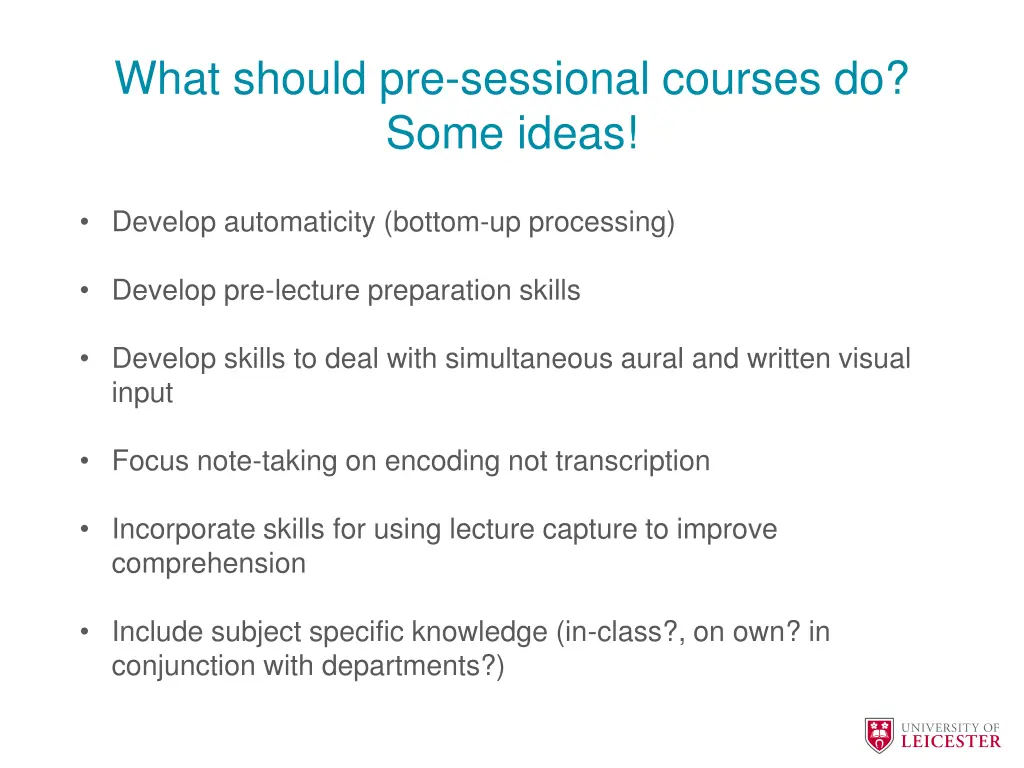 what should pre sessional courses do some ideas