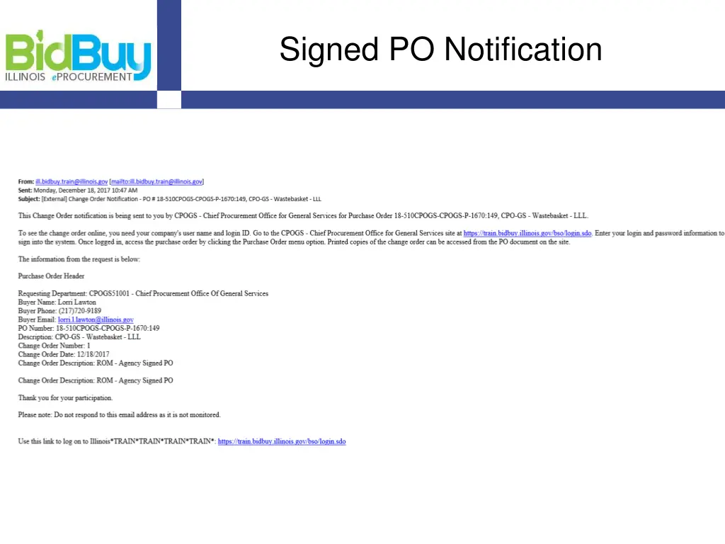 signed po notification